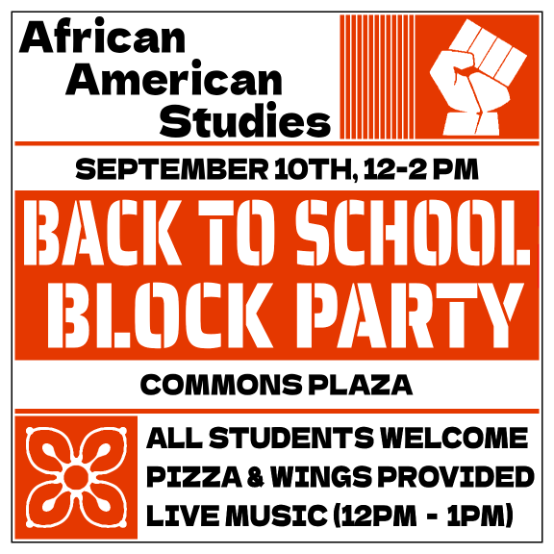 Informational flyer for AFAM's Back to School Block Party, held on September 10th 2024.