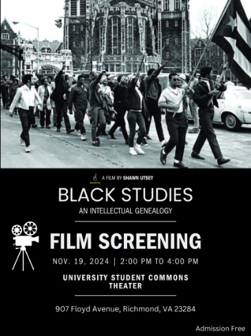 The flyer for the Black Studies: An Intellectual Genealogy documentary, created by Shawn Utsey